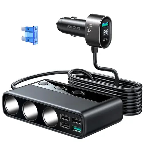 Joyroom 154W Car Charger Adapter with Three Sockets and Six Ports (JR-CL06)